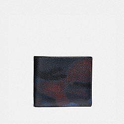 3-IN-1 WALLET WITH HALFTONE CAMO PRINT - F37891 - BLUE MULTI/BLACK ANTIQUE NICKEL