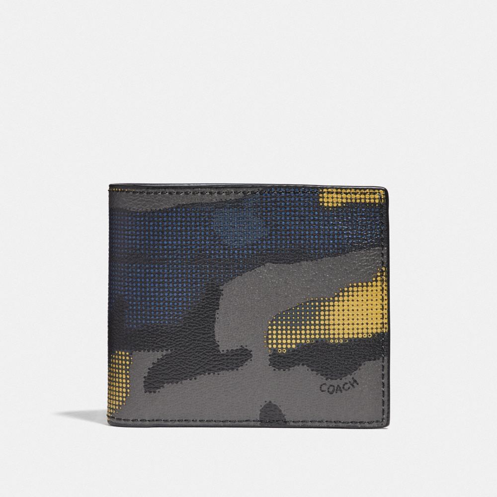 3-IN-1 WALLET WITH HALFTONE CAMO PRINT - F37891 - GREY MULTI/BLACK ANTIQUE NICKEL