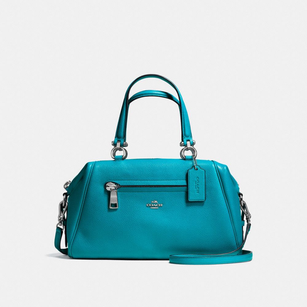 COACH F37934 Primrose Satchel In Pebble Leather SILVER/TURQUOISE