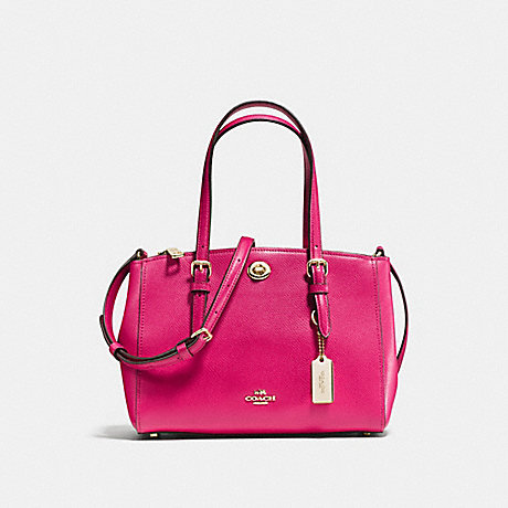 COACH F37937 TURNLOCK CARRYALL 26 IN CROSSGRAIN LEATHER LIGHT-GOLD/CERISE