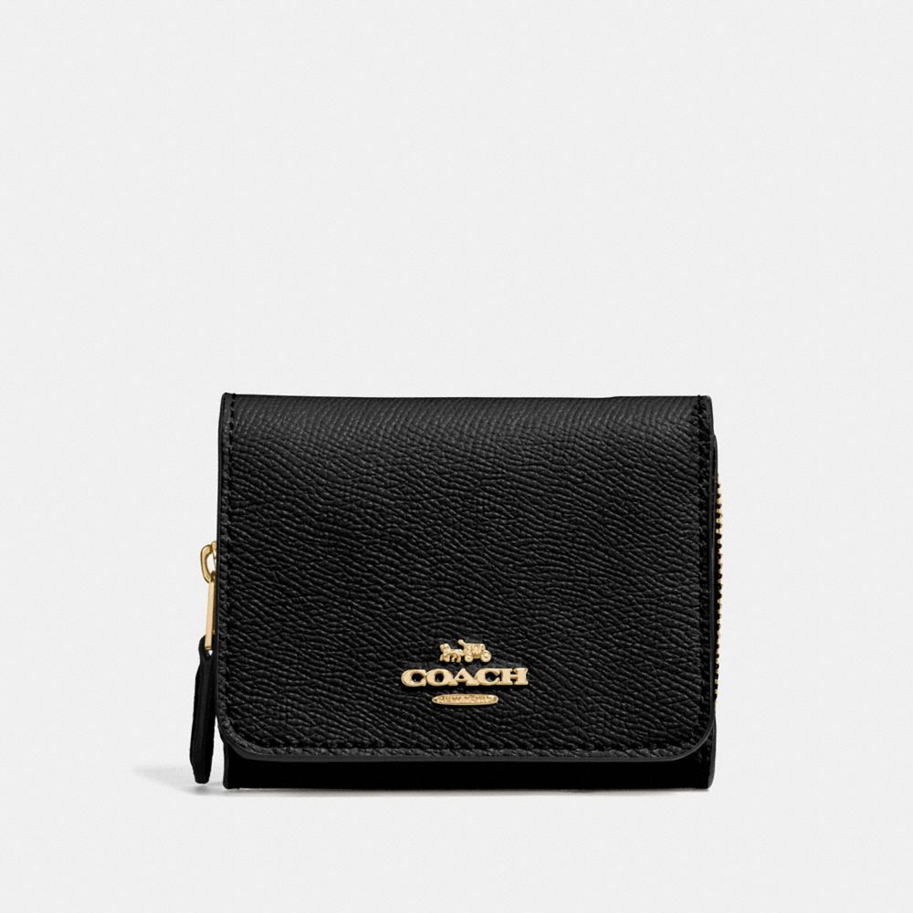 COACH F37968 - SMALL TRIFOLD WALLET BLACK/LIGHT GOLD
