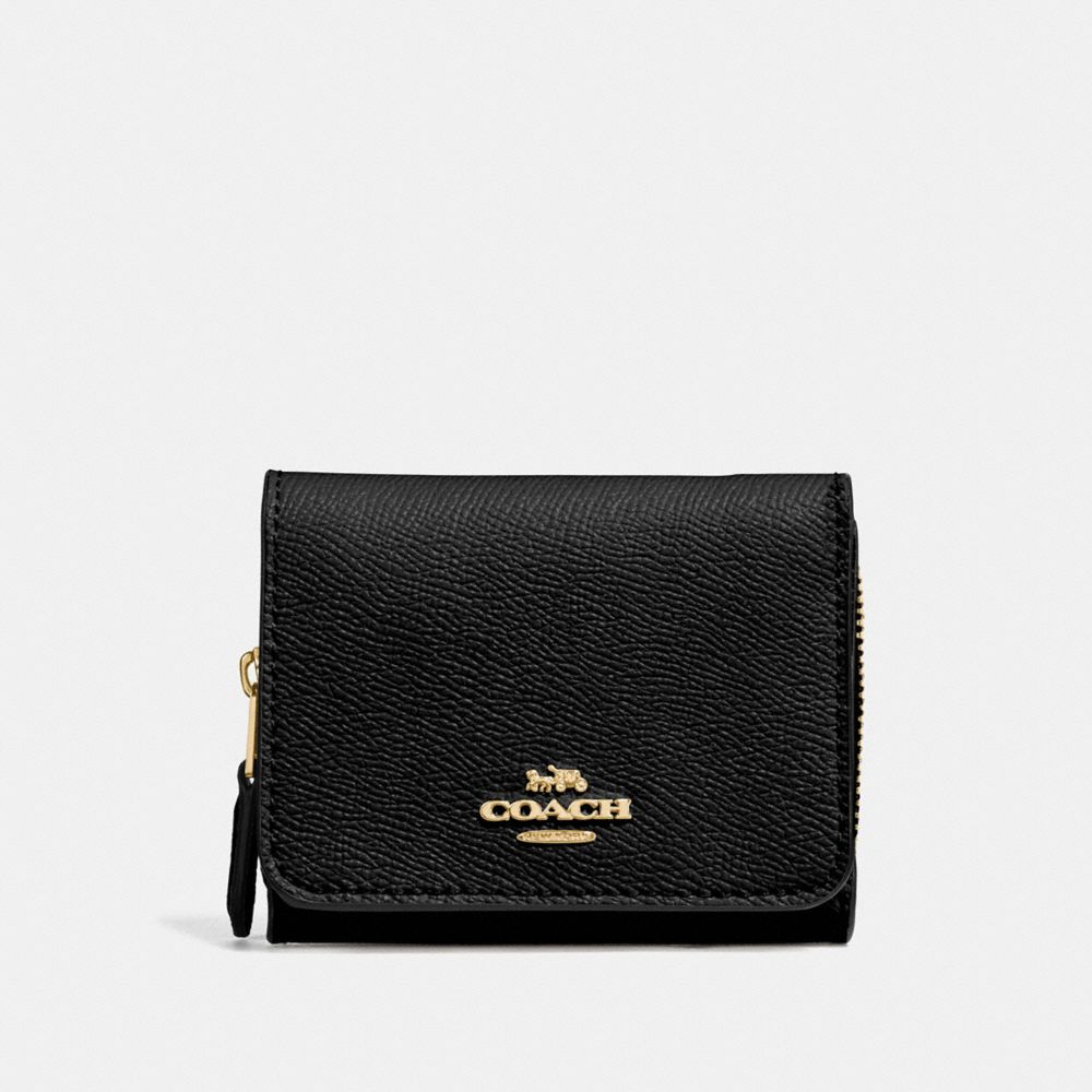 COACH F37968 Small Trifold Wallet BLACK/LIGHT GOLD