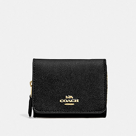 COACH SMALL TRIFOLD WALLET - BLACK/LIGHT GOLD - F37968