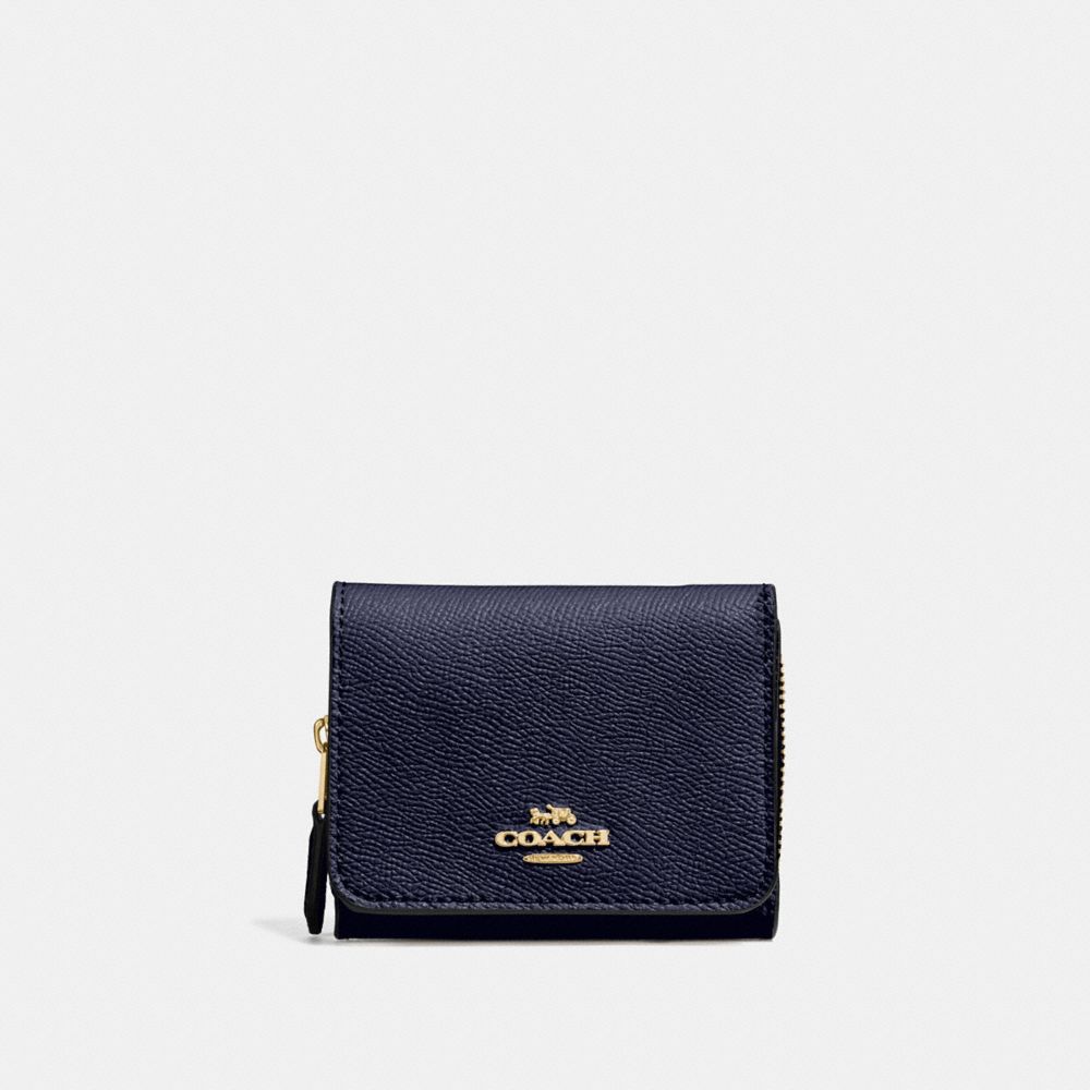 COACH F37968 Small Trifold Wallet MIDNIGHT/LIGHT GOLD