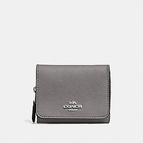 COACH SMALL TRIFOLD WALLET - HEATHER GREY/SILVER - F37968