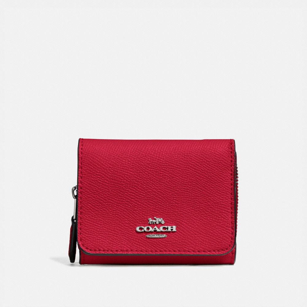 COACH F37968 - SMALL TRIFOLD WALLET BRIGHT CARDINAL/SILVER