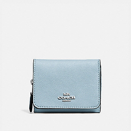 COACH SMALL TRIFOLD WALLET - SV/PALE BLUE - F37968
