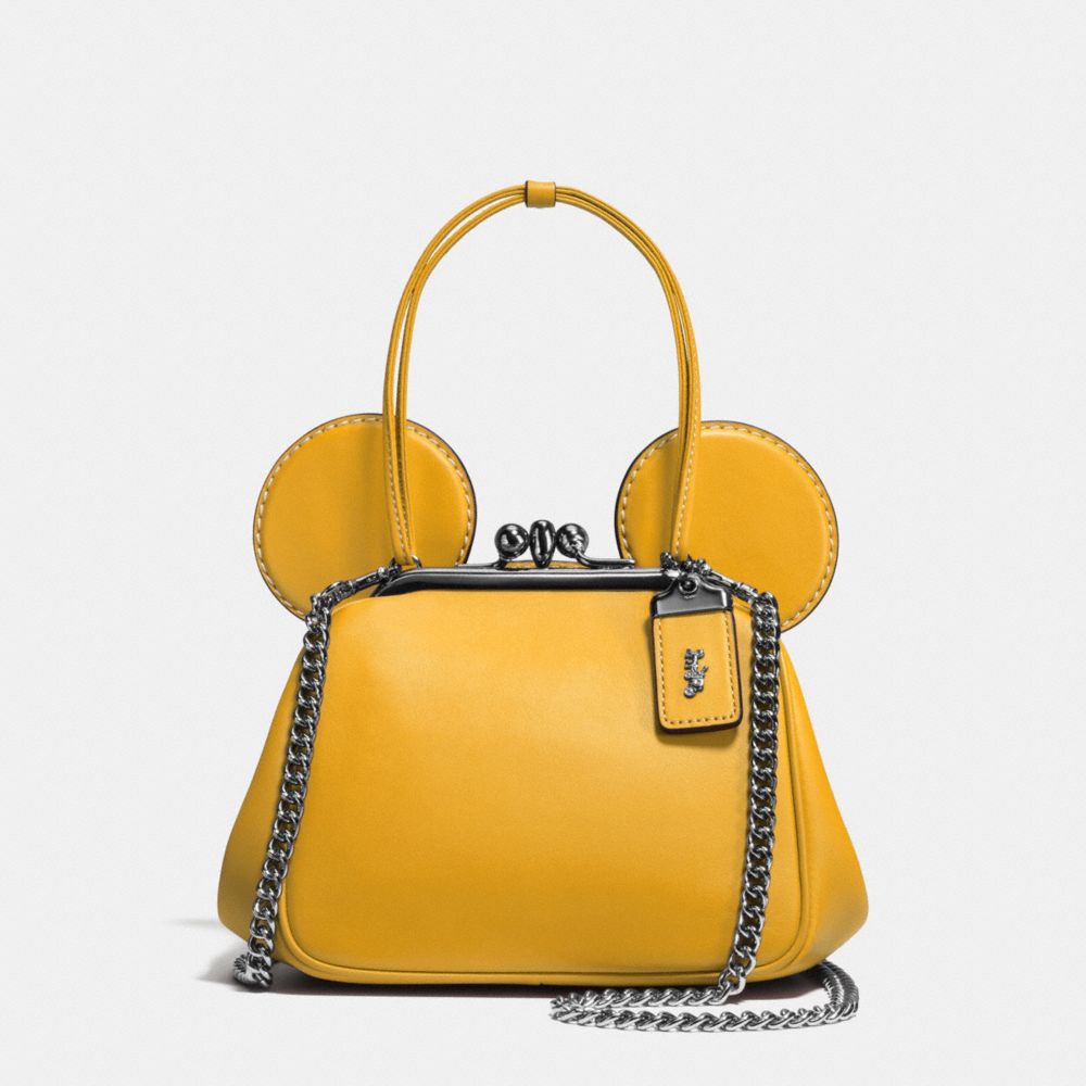 MICKEY KISSLOCK BAG IN GLOVETANNED LEATHER - DARK GUNMETAL/FLAX - COACH F37980