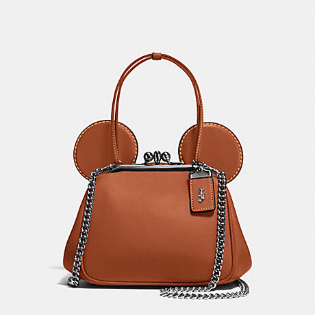 COACH F37980 MICKEY KISSLOCK BAG IN GLOVETANNED LEATHER DK/1941-SADDLE