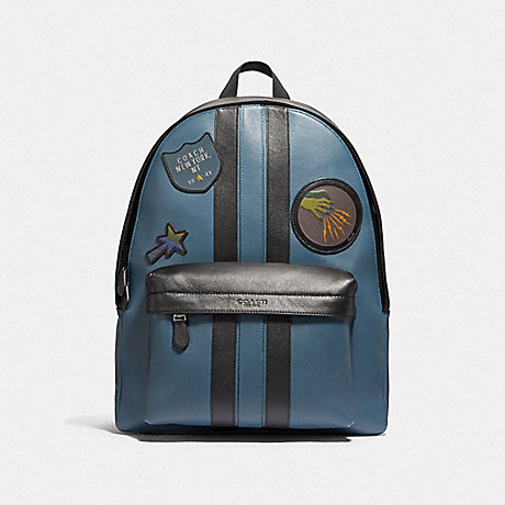 COACH CHARLES BACKPACK WITH WIZARD OF OZ PATCHES - DENIM/ BLACK/ DENIM/BLACK ANTIQUE NICKEL - F37986