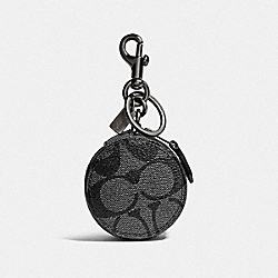 MINI ZIP CASE IN SIGNATURE CANVAS - COACH F37993 - CHARCOAL/BLACK/BLACK ANTIQUE NICKEL