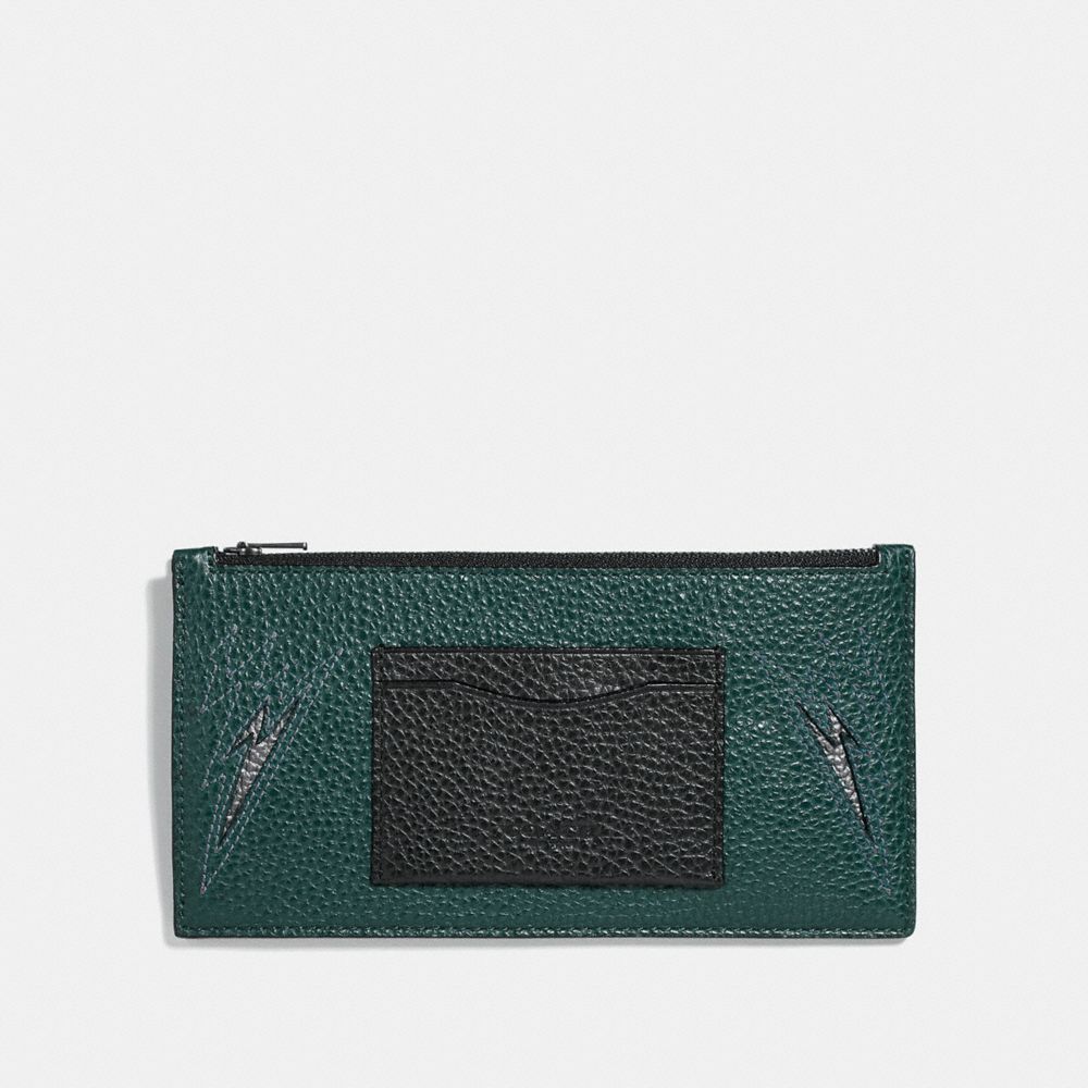 COACH F38020 Zip Phone Wallet With Cut Outs FOREST/BLACK ANTIQUE NICKEL