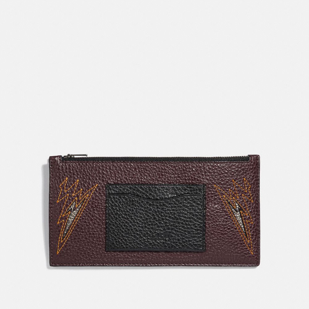 COACH F38020 - ZIP PHONE WALLET WITH CUT OUTS OXBLOOD/BLACK ANTIQUE NICKEL