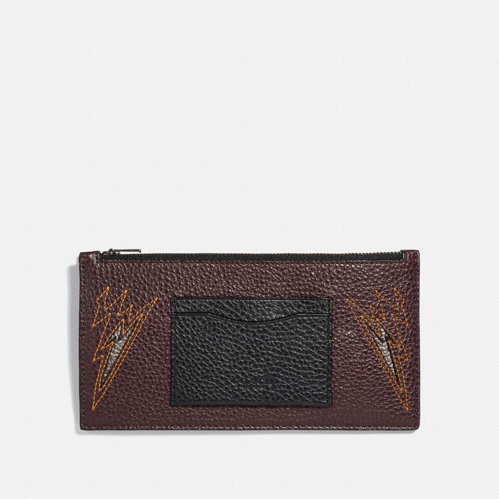 COACH F38020 Zip Phone Wallet With Cut Outs OXBLOOD/BLACK ANTIQUE NICKEL