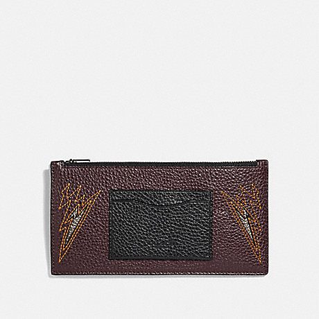 COACH ZIP PHONE WALLET WITH CUT OUTS - OXBLOOD/BLACK ANTIQUE NICKEL - F38020