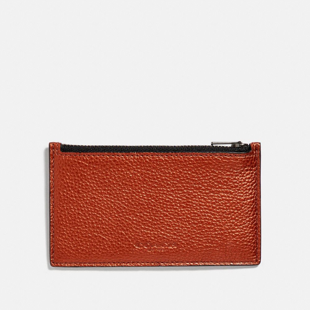 COACH ZIP CARD CASE - METALLIC RUST/BLACK ANTIQUE NICKEL - F38026