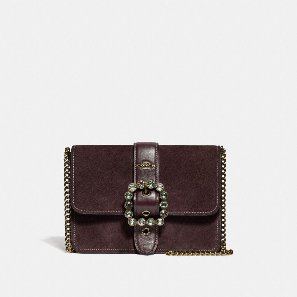 COACH F38048 BOWERY CROSSBODY WITH JEWEL BUCKLE OXBLOOD 1/LIGHT GOLD