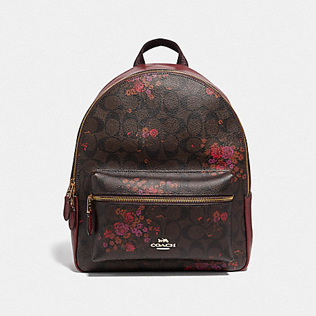 COACH F38049 - MEDIUM CHARLIE BACKPACK IN SIGNATURE CANVAS WITH FLORAL