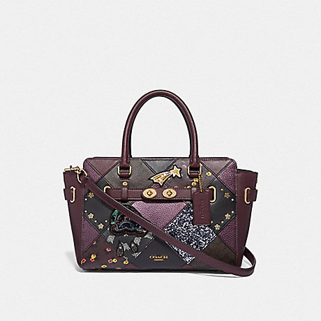 COACH F38061 BLAKE CARRYALL 25 WITH LUCKY STAR PATCHWORK RASPBERRY-MULTI/LIGHT-GOLD