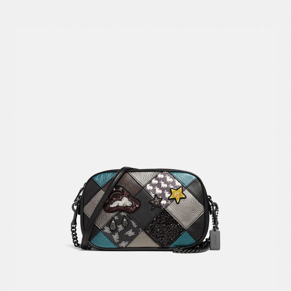 COACH ISLA CHAIN CROSSBODY WITH LUCKY STAR PATCHWORK - BLACK MULTI/BLACK ANTIQUE NICKEL - F38062