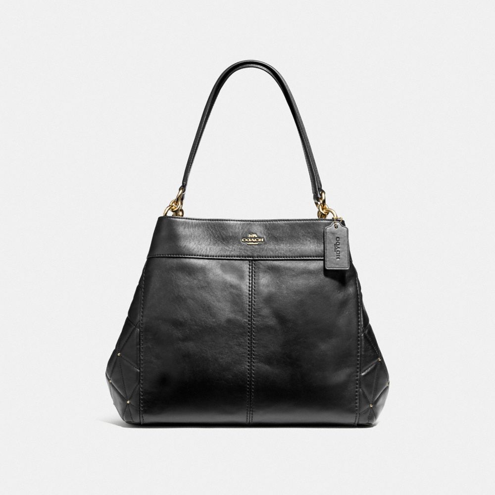 LEXY SHOULDER BAG WITH STUDDED DIAMOND QUILTING - COACH F38068 -  BLACK/LIGHT GOLD