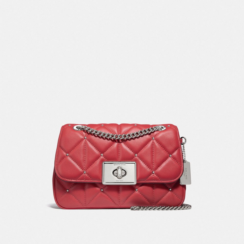 COACH F38074 Cassidy Crossbody With Studded Diamond Quilting WASHED RED/SILVER