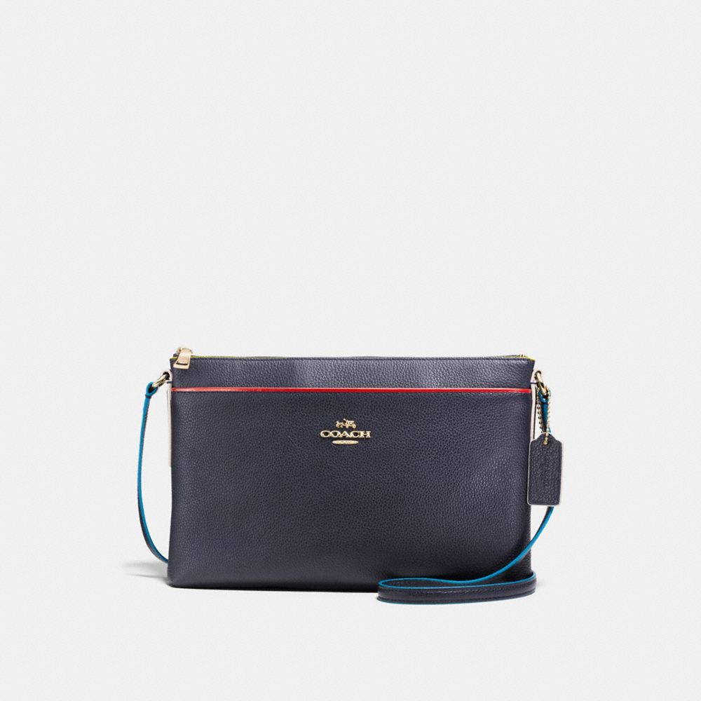 COACH JOURNAL CROSSBODY IN EDGESTAIN LEATHER - LIGHT GOLD/NAVY - F38079