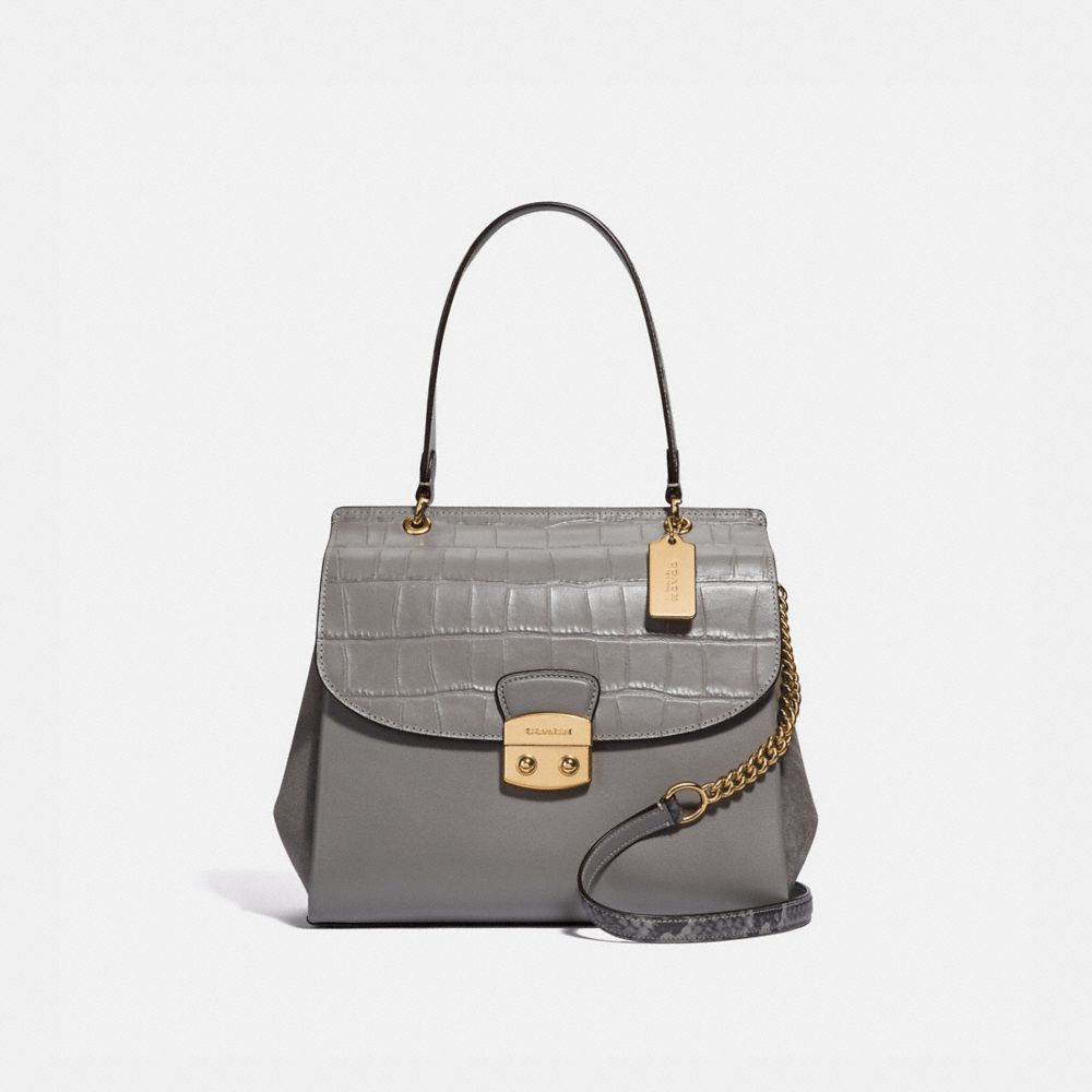 COACH F38086 AVARY FLAP CARRYALL HEATHER GREY /LIGHT GOLD