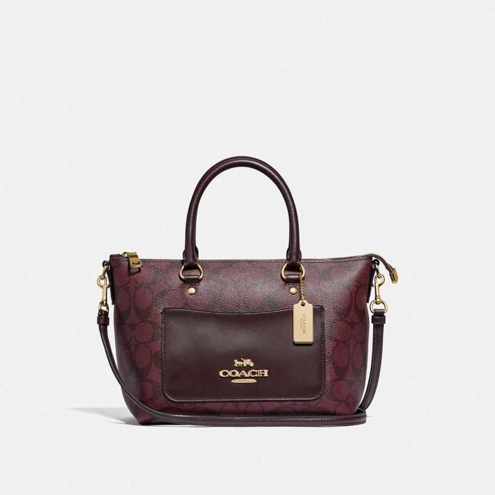 COACH F38089 Mini Emma Satchel In Signature Canvas OXBLOOD 1/LIGHT GOLD