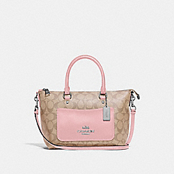 COACH F38089 Mini Emma Satchel In Signature Canvas LIGHT KHAKI/CARNATION/SILVER