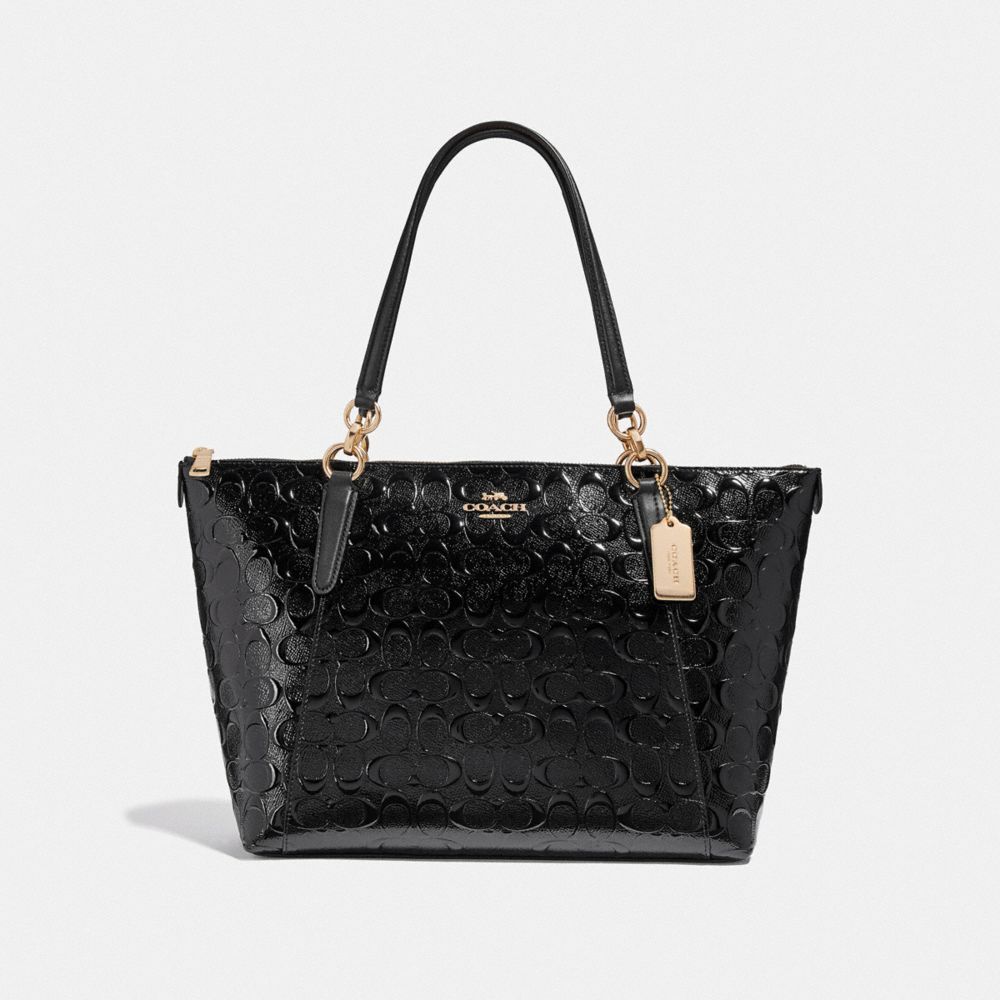 AVA TOTE IN SIGNATURE LEATHER - BLACK/BLACK/LIGHT GOLD - COACH F38090