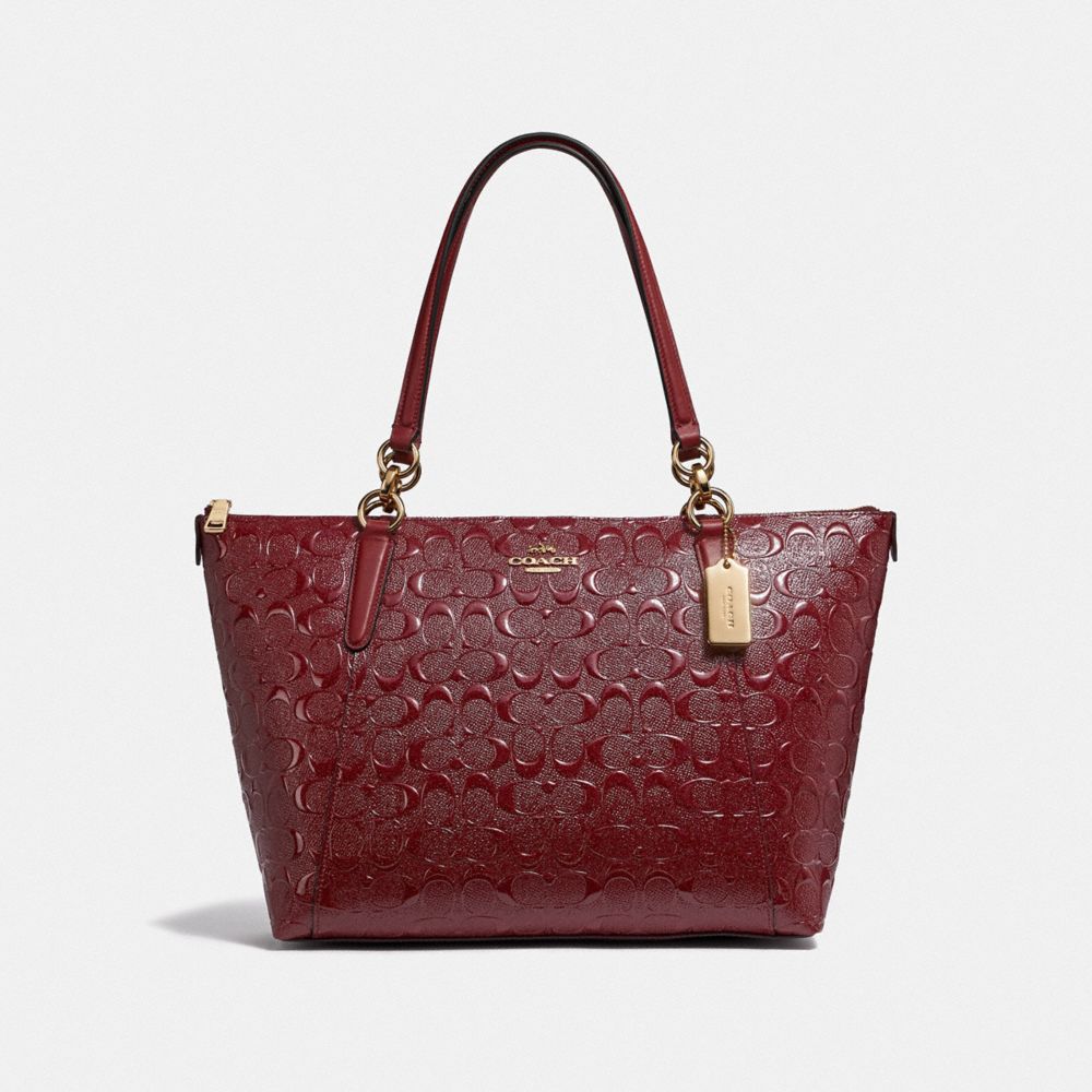 COACH F38090 Ava Tote In Signature Leather CHERRY /IMITATION GOLD