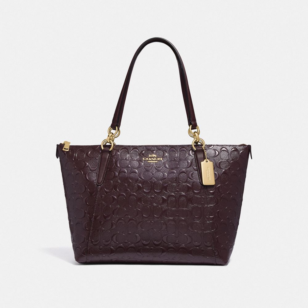 COACH F38090 Ava Tote In Signature Leather OXBLOOD 1/LIGHT GOLD