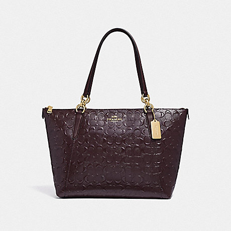 COACH F38090 AVA TOTE IN SIGNATURE LEATHER OXBLOOD-1/LIGHT-GOLD