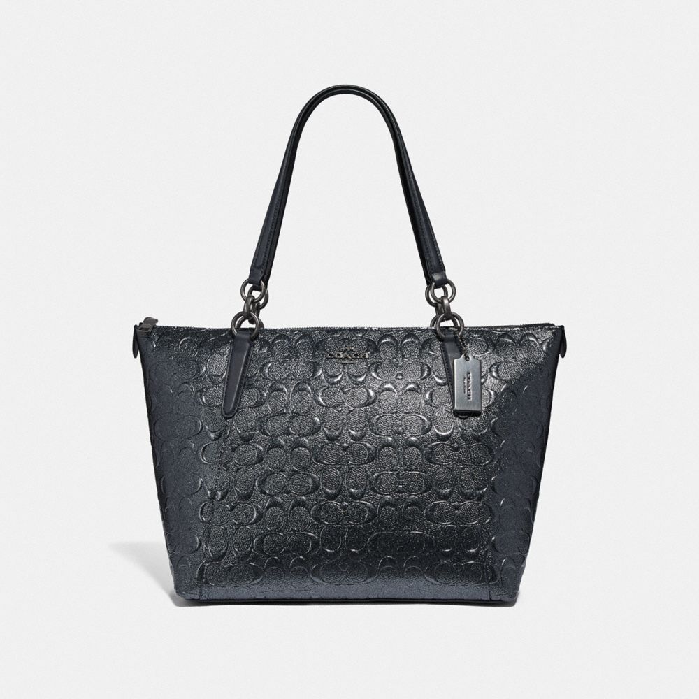 COACH F38091 Ava Tote In Signature Leather CHARCOAL/BLACK ANTIQUE NICKEL