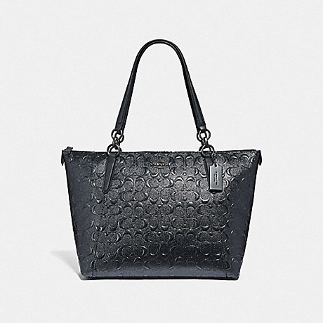 COACH F38091 AVA TOTE IN SIGNATURE LEATHER CHARCOAL/BLACK-ANTIQUE-NICKEL