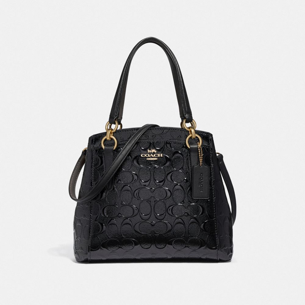 MINETTA CROSSBODY IN SIGNATURE LEATHER - F38093 - BLACK/BLACK/LIGHT GOLD