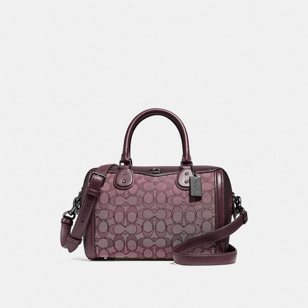 IVIE BENNETT SATCHEL IN SIGNATURE JACQUARD - RASPBERRY/BLACK ANTIQUE NICKEL - COACH F38112