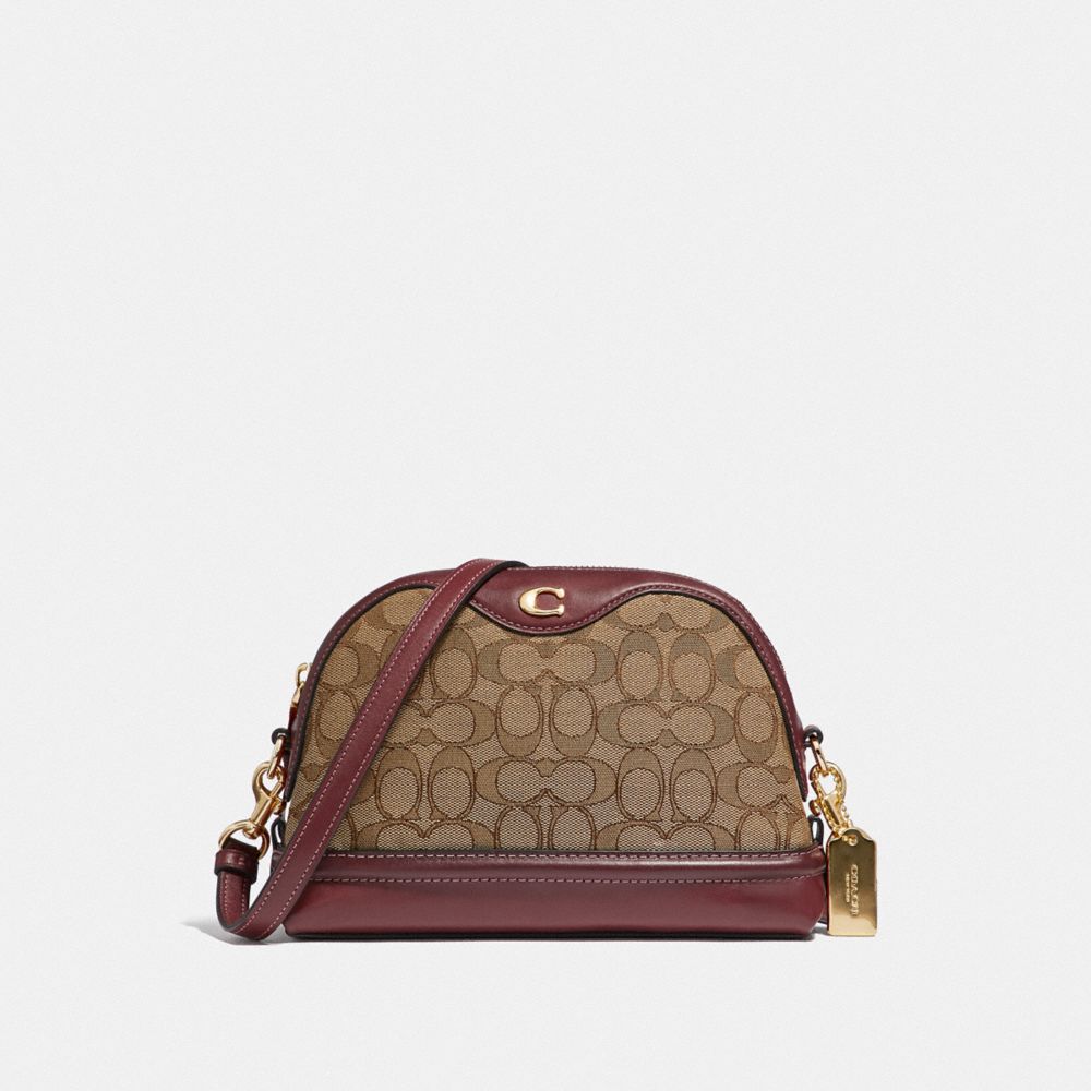 IVIE CROSSBODY IN SIGNATURE JACQUARD - COACH F38113 - KHAKI/WINE/LIGHT GOLD