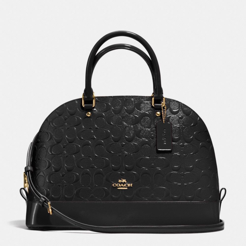 SIERRA SATCHEL IN DEBOSSED PATENT LEATHER - f38120 -  IMITATION GOLD/BLACK