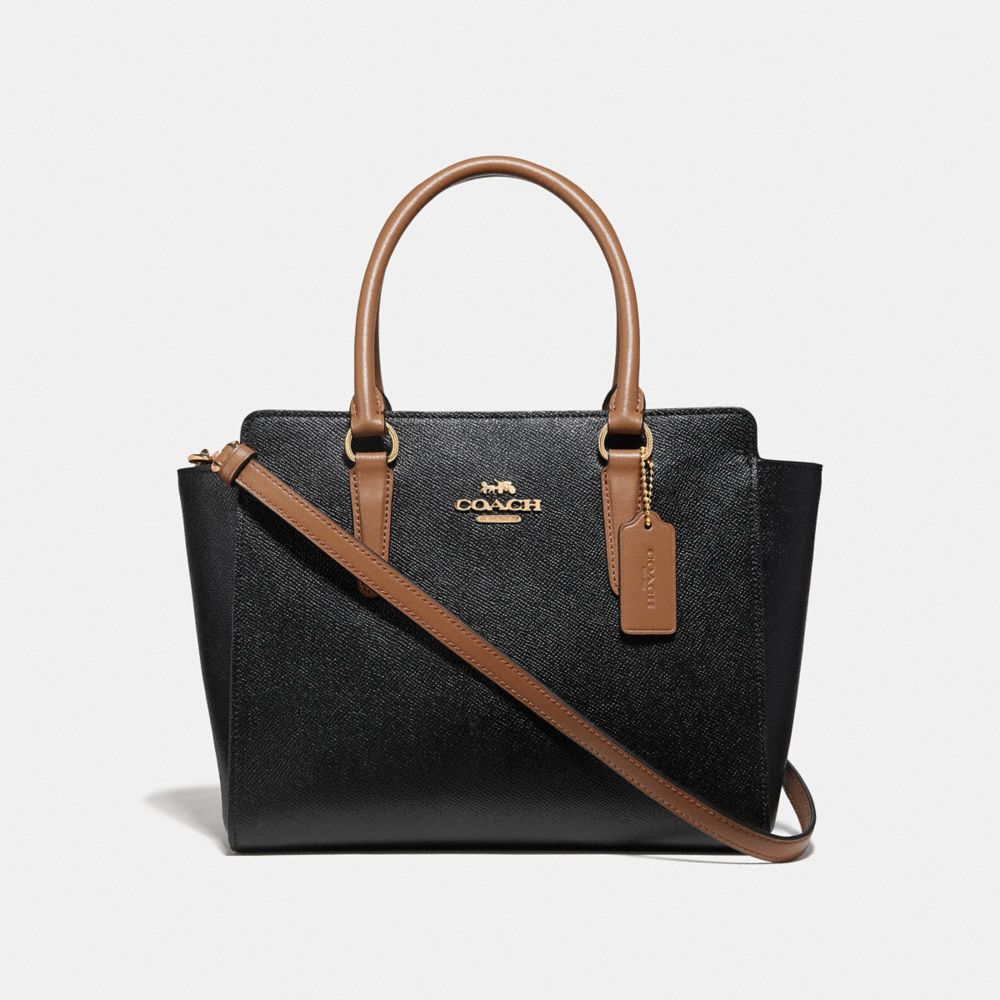 LEAH SATCHEL - F38134 - BLACK/SADDLE/LIGHT GOLD