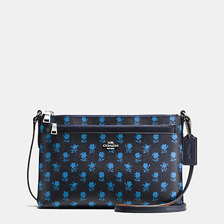 COACH EAST/WEST CROSSBODY WITH POP UP POUCH IN BADLANDS FLORAL PRINT COATED CANVAS - SILVER/MIDNIGHT MULTI - f38159