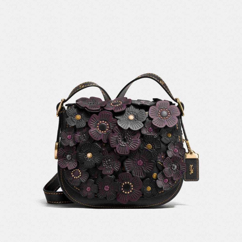 COACH SADDLE 23 WITH TEA ROSE - BLACK/OLD BRASS - f38195