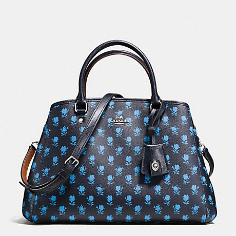 COACH SMALL MARGOT CARRYALL IN BADLANDS FLORAL PRINT COATED CANVAS - SILVER/MIDNIGHT MULTI - f38215