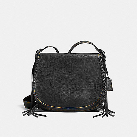COACH SADDLE IN PEBBLE LEATHER WITH WHIPLASH DETAILS - BLACK COPPER/BLACK - f38219