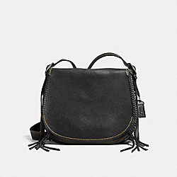 SADDLE IN PEBBLE LEATHER WITH WHIPLASH DETAILS - COACH f38219 - BLACK COPPER/BLACK