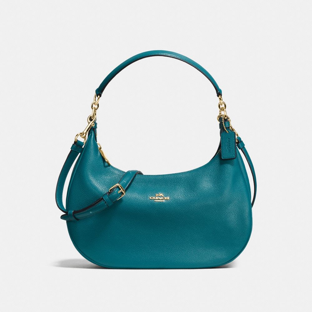 COACH F38250 Harley East/west Hobo In Pebble Leather IMITATION GOLD/ATLANTIC