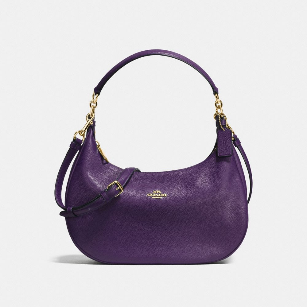 COACH F38250 - HARLEY EAST/WEST HOBO IN PEBBLE LEATHER IMITATION GOLD/AUBERGINE