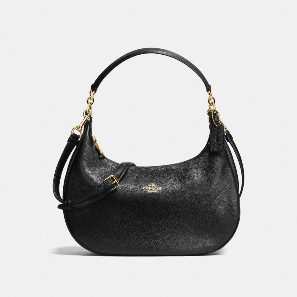 COACH F38250 Harley East/west Hobo In Pebble Leather IMITATION GOLD/BLACK