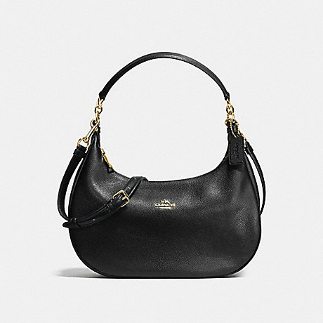 COACH f38250 HARLEY EAST/WEST HOBO IN PEBBLE LEATHER IMITATION GOLD/BLACK